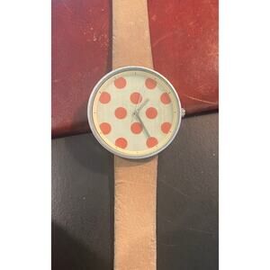 Women's 38mm Brushed Metal Tone Gaiety Watch, Polka Dot Face